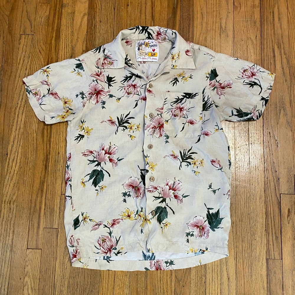 Naked & Famous Button Up Flower Print - Small